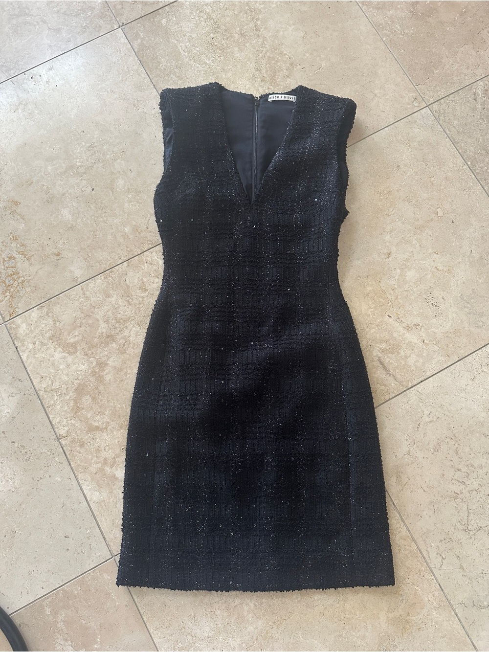 Classic Black Tweed Sheath Dress